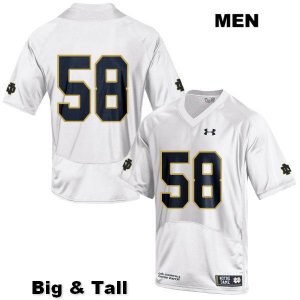 Notre Dame Fighting Irish Men's Darnell Ewell #58 White Under Armour No Name Authentic Stitched Big & Tall College NCAA Football Jersey ILE6399DI